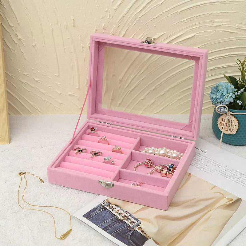Portable Velvet Jewelry Box or Ring Jewelry Display Organizer || Omarbe Goods