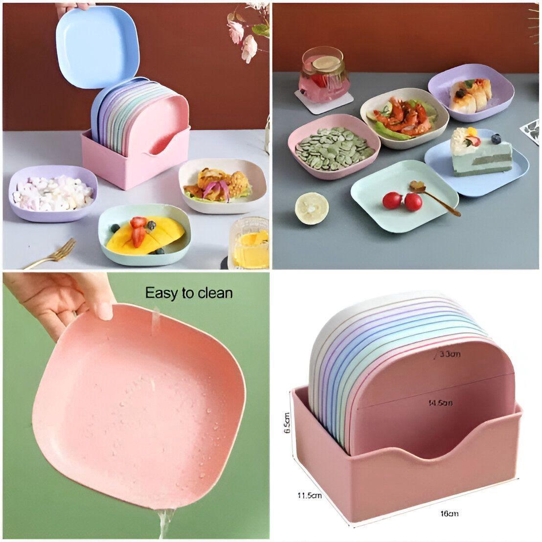 10Pcs Multi-function Eco-Friendly Colored Plastic Bone Dish Household 6 Inch Small Plate Small Dish Snack Cake Plate Table Garbage Plate Kitchen Accessories (Random Colours)