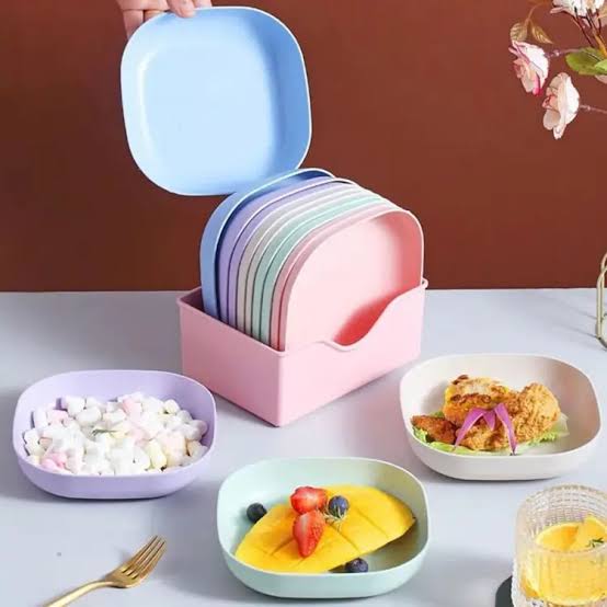 10Pcs Multi-function Eco-Friendly Colored Plastic Bone Dish Household 6 Inch Small Plate Small Dish Snack Cake Plate Table Garbage Plate Kitchen Accessories (Random Colours)