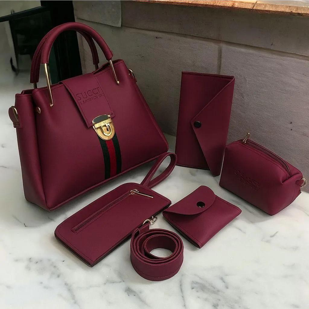 Luxury 5 Pieces Ladies Handbag Set – Stylish Tote & Shoulder Bags Combo