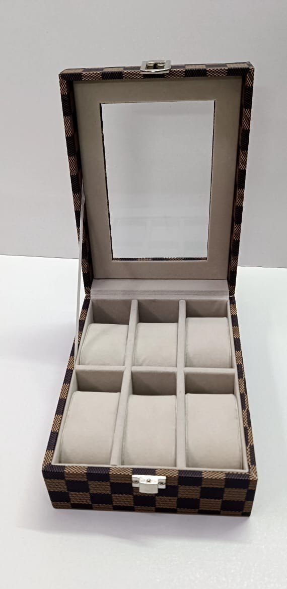 6 Slot Watch Organizer Box – Watch & Bracelet Storage Case | Luxury Display Box