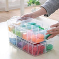 2-Layer Adjustable Storage Organizer Box (6+6 Compartments) – Multipurpose Plastic Storage Case with Handle