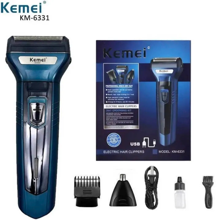 Multifunctional 3 In 1 Electric Foil Shaver Rechargeable Cordless Hair Clipper Beard Nose Hair Trimmer Razor Grooming Kit