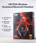 HR T01A Wireless Neckband Bluetooth Headset – HiFi Sound | Long Battery | Magnetic Earbuds