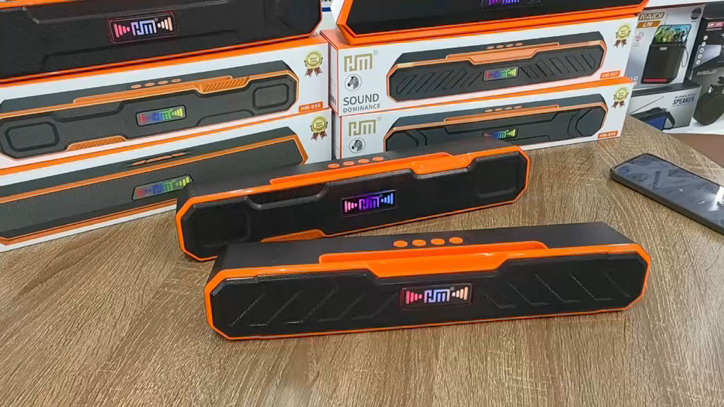 HM-857 Portable Wireless Bluetooth Soundbar Speaker with RGB LED Display, Super Bass, FM Radio & TWS Connectivity