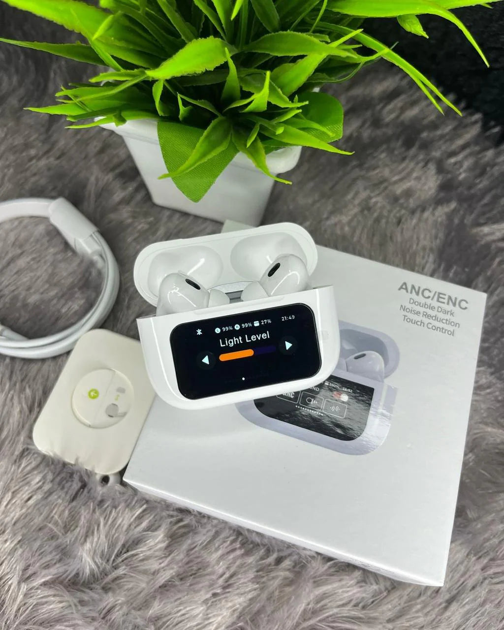Wireless Bluetooth Earbuds with Smart Display Case – Touch Screen, HD Sound & Long Battery