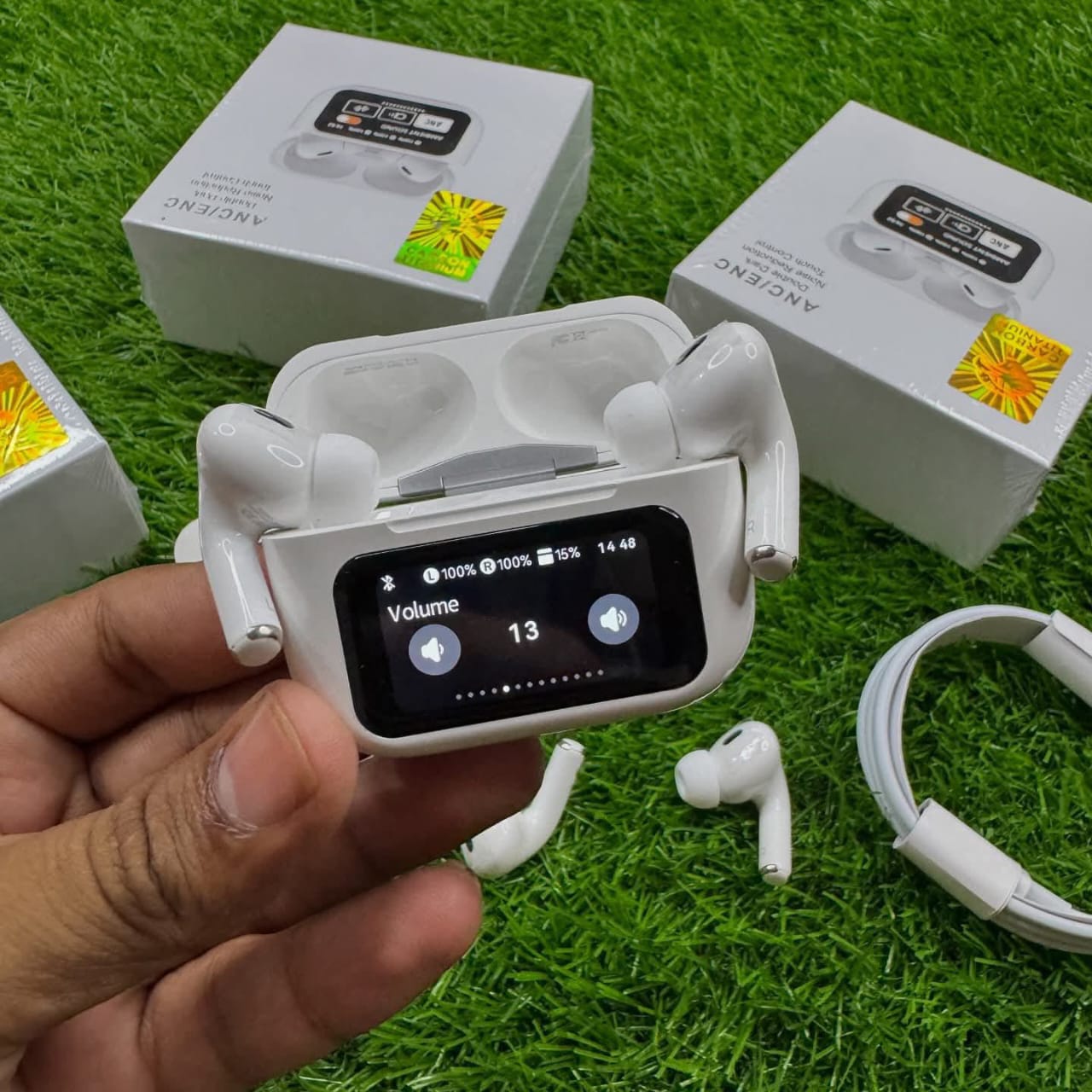 Wireless Bluetooth Earbuds with Smart Display Case – Touch Screen, HD Sound & Long Battery