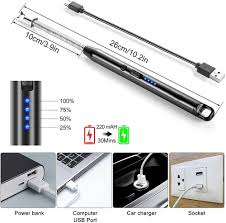 Electric USB Kitchen Candle Lighter Rechargeable Windproof Gas Lighters Home BBQ Flameless Candle Lighters Electric Arc Lighters