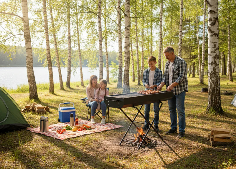 Portable Foldable BBQ Grill with Charcoal Tray – Perfect for Outdoor Cooking