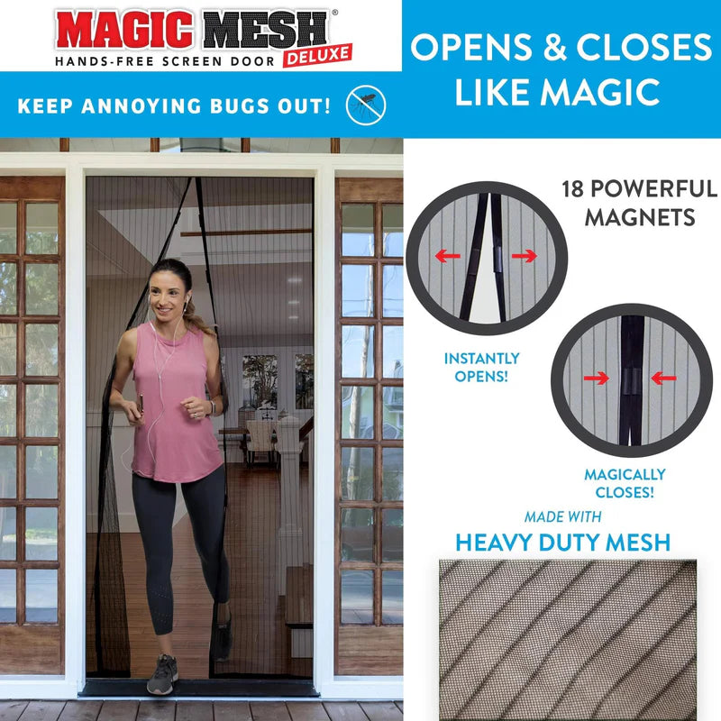 Magnetic Mesh Screen Door – Hands-Free Curtain with Auto Close, Bug Protection & Easy Install 🚪