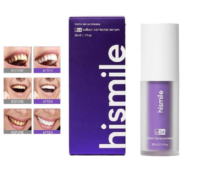 Hismile v34 Color Corrector Purple Teeth Whitening Toothpaste Kit without Toothbrush Pen Strips