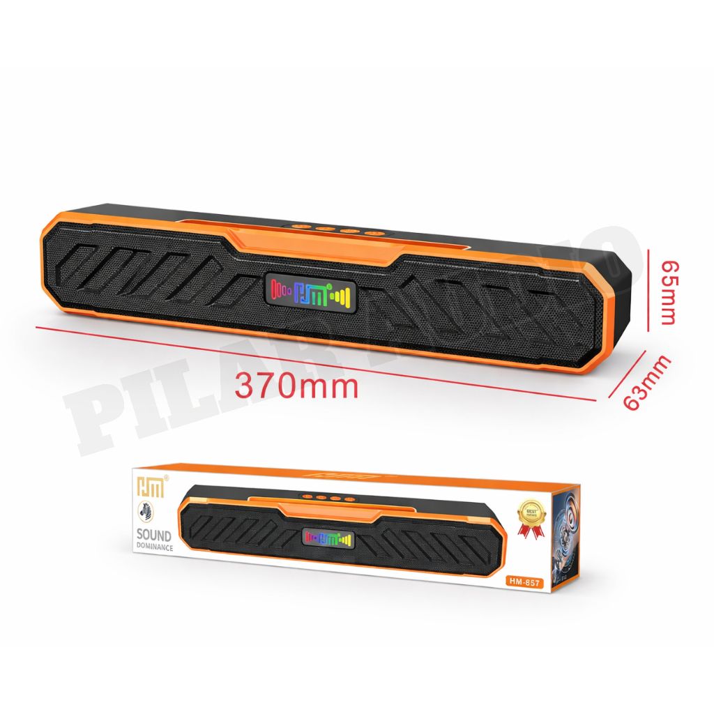 HM-857 Portable Wireless Bluetooth Soundbar Speaker with RGB LED Display, Super Bass, FM Radio & TWS Connectivity