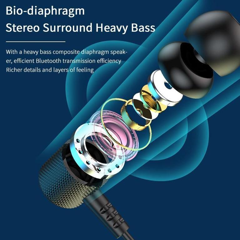 HR T01A Wireless Neckband Bluetooth Headset – HiFi Sound | Long Battery | Magnetic Earbuds