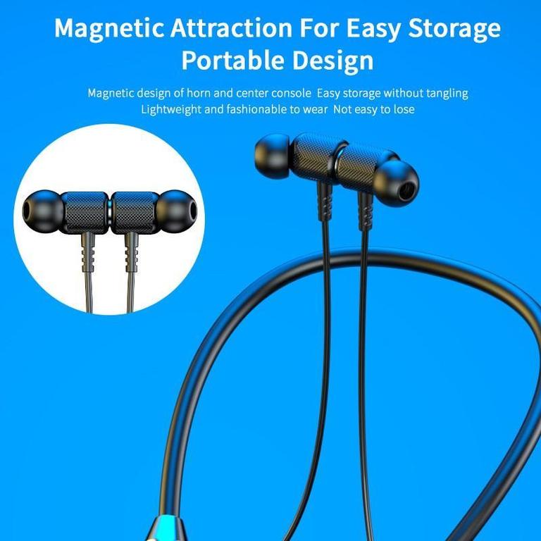 HR T01A Wireless Neckband Bluetooth Headset – HiFi Sound | Long Battery | Magnetic Earbuds