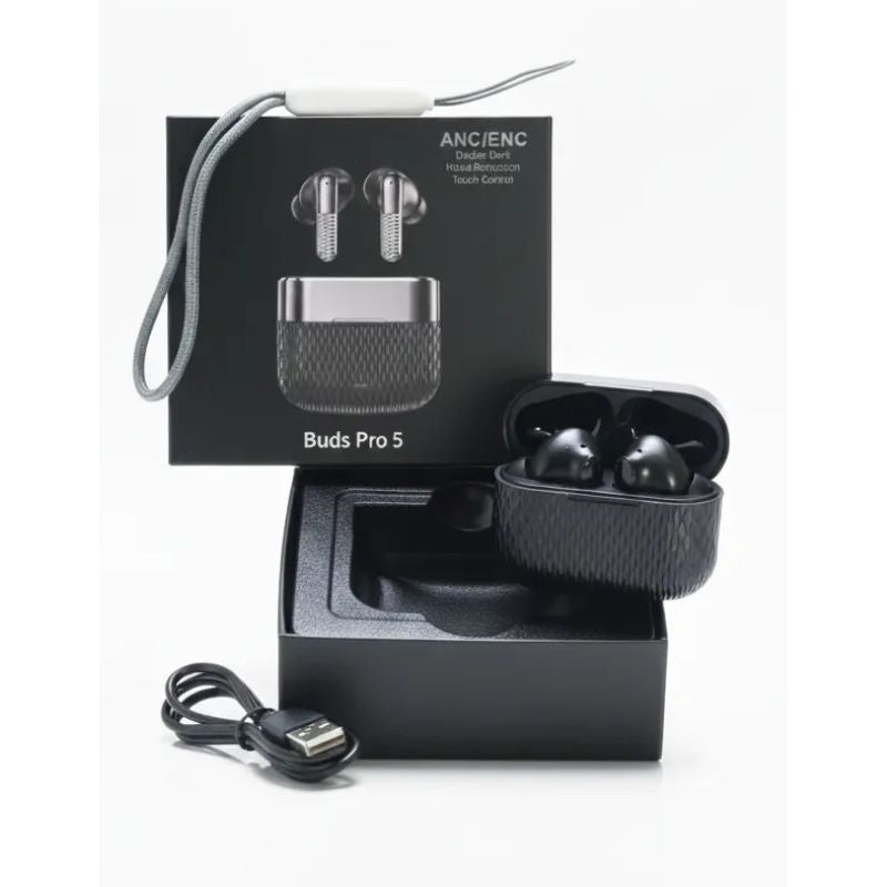 Buds Pro 5 Wireless Earbuds – ANC/ENC Noise Cancellation | Premium Sound | Touch Control | Bluetooth Earphones