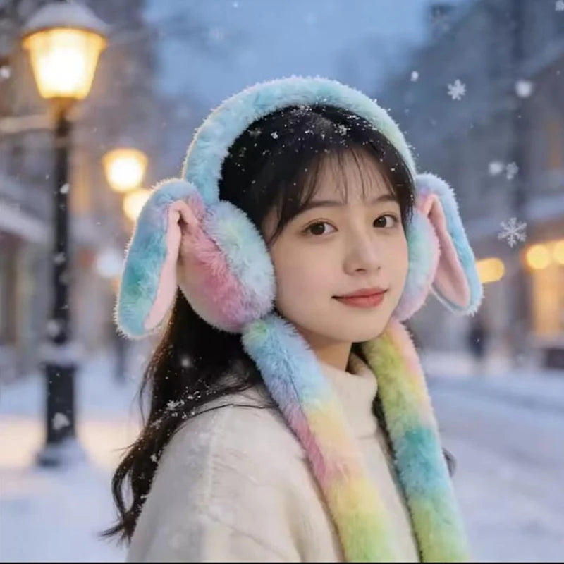 Moving Bunny Ear Plush Earmuffs for Kids & Girls – Cute Soft Winter Ear Warmers with Jumping Ears & Chu Chu Sound | TikTok Trending Rabbit Headband