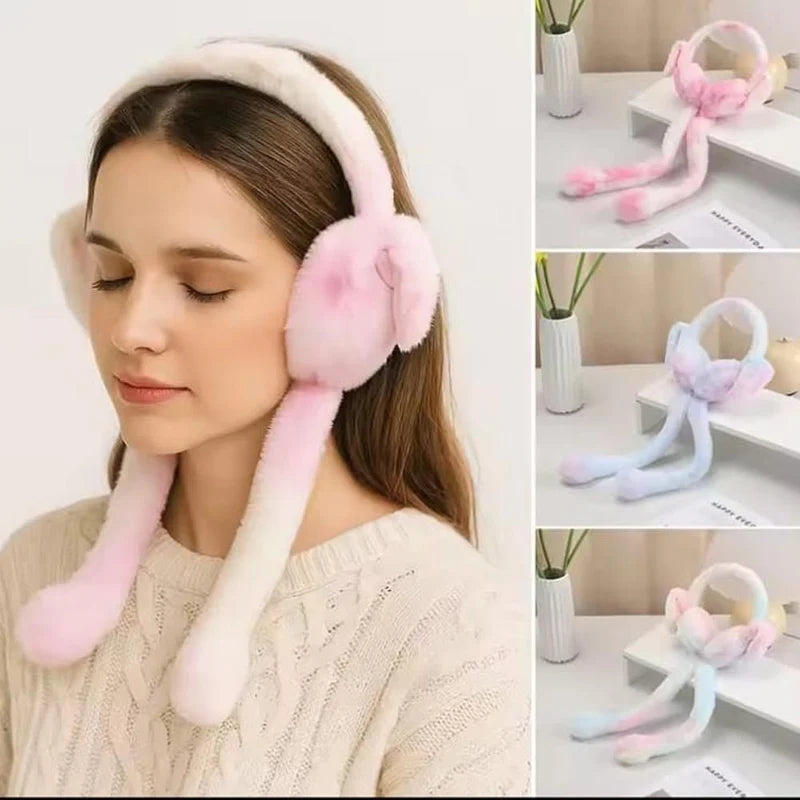 Moving Bunny Ear Plush Earmuffs for Kids & Girls – Cute Soft Winter Ear Warmers with Jumping Ears & Chu Chu Sound | TikTok Trending Rabbit Headband