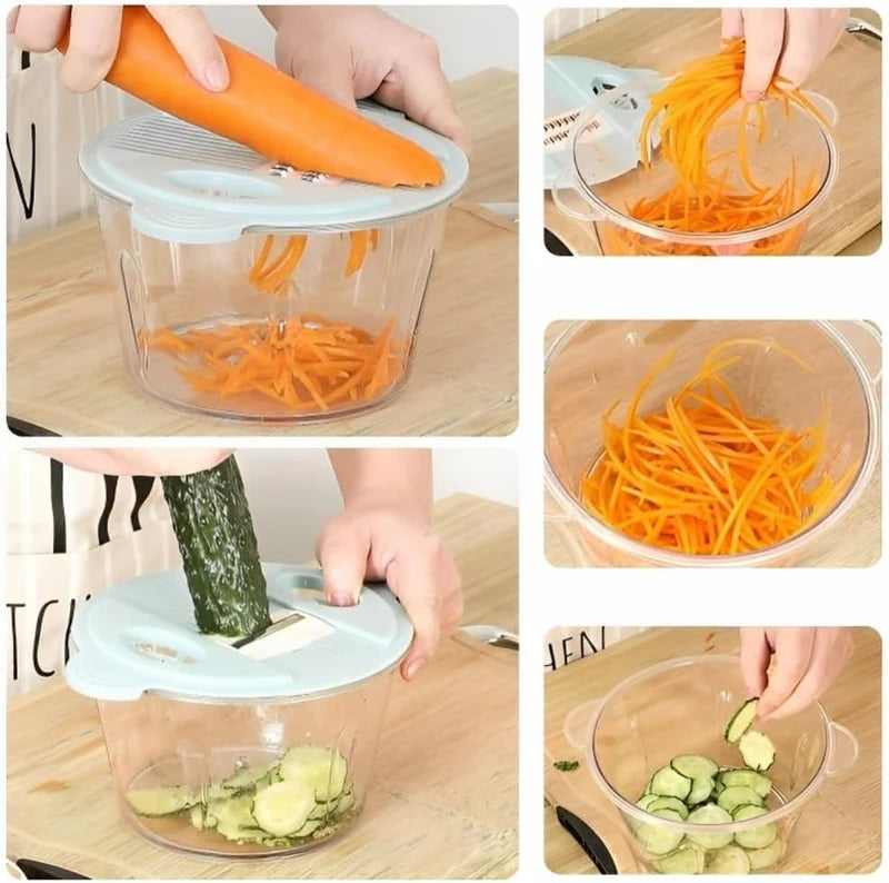 Hand Press Manual Food Chopper – 1.5L Vegetable Cutter with Stainless Steel Blades