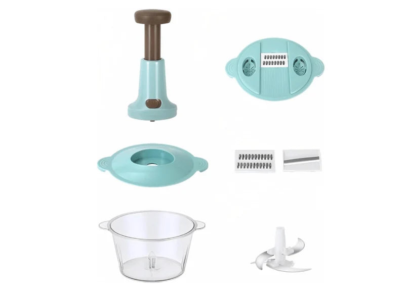 Hand Press Manual Food Chopper – 1.5L Vegetable Cutter with Stainless Steel Blades