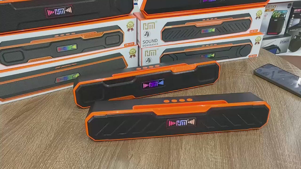 HM-857 Portable Wireless Bluetooth Soundbar Speaker with RGB LED Display, Super Bass, FM Radio & TWS Connectivity
