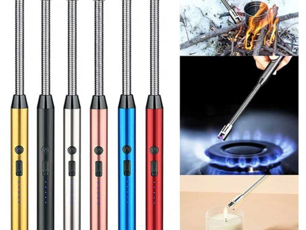 Electric USB Kitchen Candle Lighter Rechargeable Windproof Gas Lighters Home BBQ Flameless Candle Lighters Electric Arc Lighters