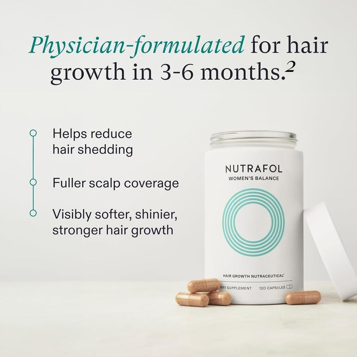 Nutrafol Women’s Balance Hair Growth Supplement (45+) – Clinically Proven for Thicker Hair & Scalp Coverage | 1 Month Supply