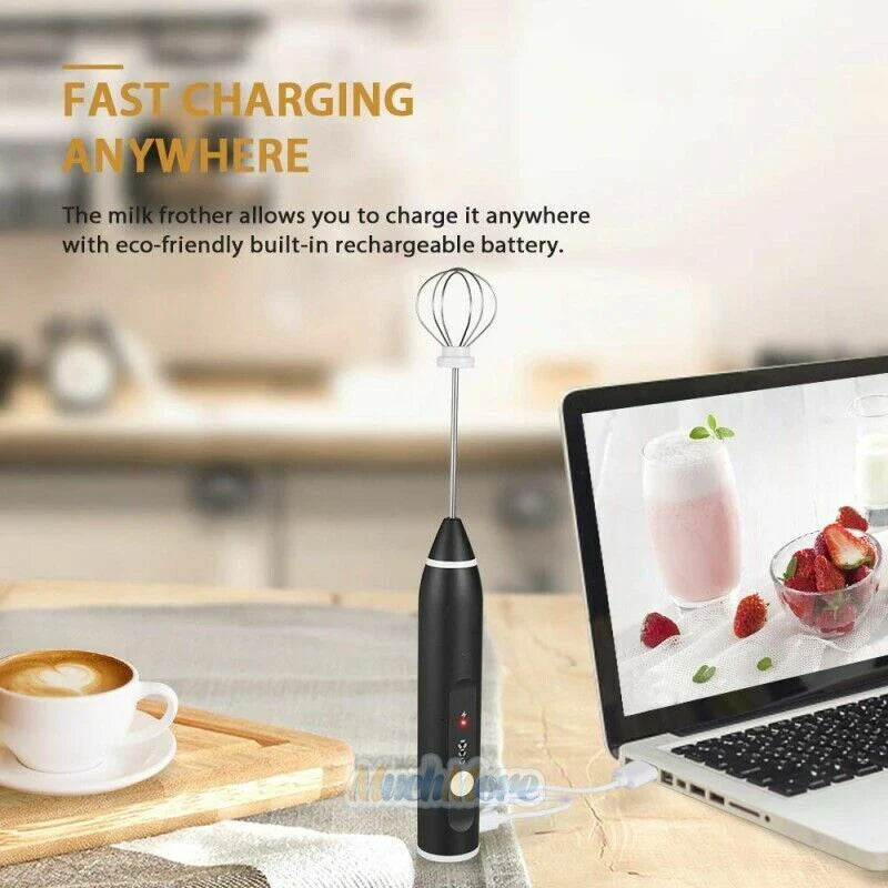Rechargeable Electric Milk Frother & Coffee Mixer – Handheld Foam Maker for Creamy Coffee, Lattes & Cappuccino